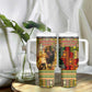 Equatorial Guinea Tumbler With Handle - Lion Print and Traditional African Kente Patterns