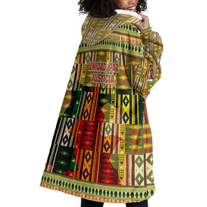 Equatorial Guinea Wearable Blanket Hoodie - Lion Print and Traditional African Kente Patterns