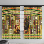 Equatorial Guinea Window Curtain - Lion Print and Traditional African Kente Patterns