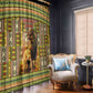 Equatorial Guinea Window Curtain - Lion Print and Traditional African Kente Patterns