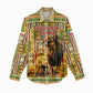 Equatorial Guinea Women Casual Shirt - Lion Print and Traditional African Kente Patterns