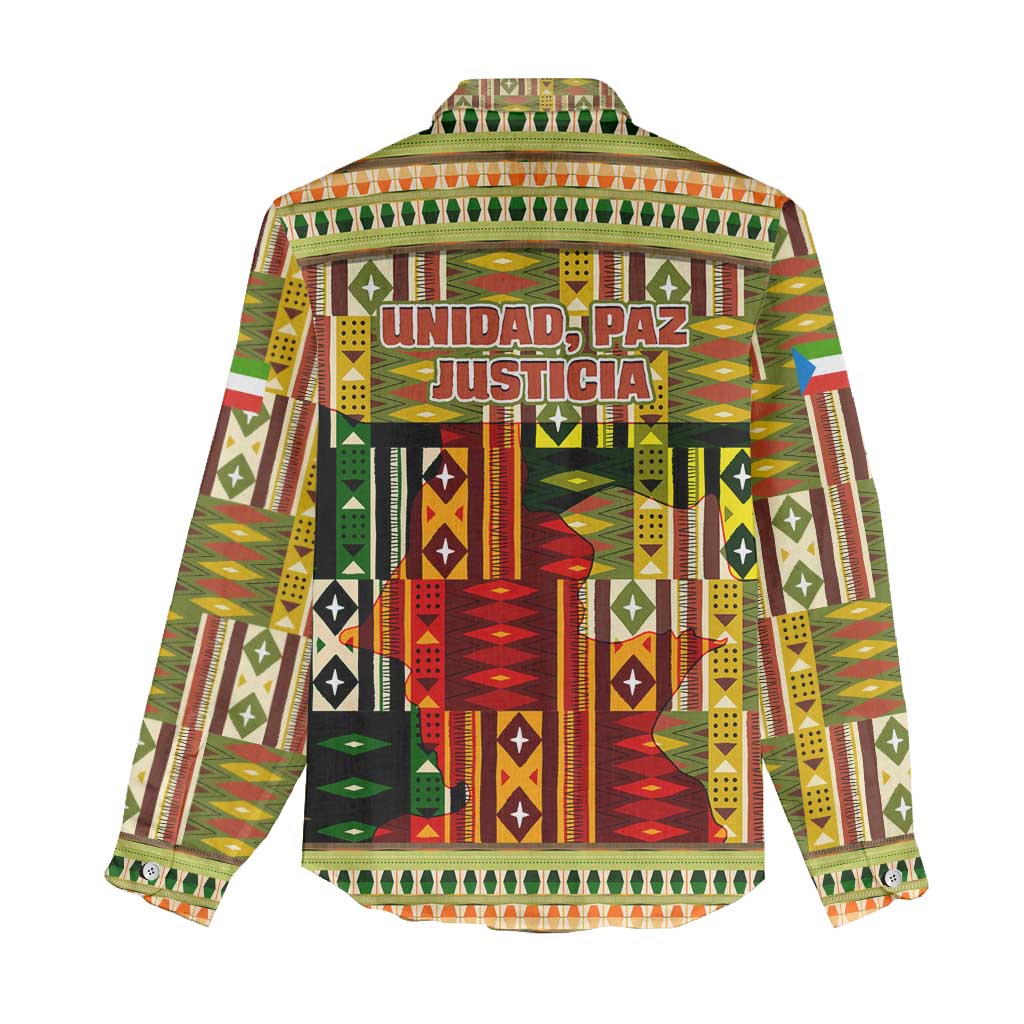 Equatorial Guinea Women Casual Shirt - Lion Print and Traditional African Kente Patterns