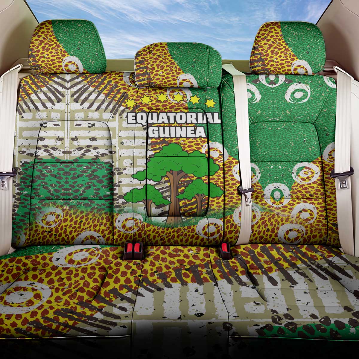 Equatorial Guinea Baobab Tree Back Car Seat Cover - Tribal Patterns and Heritage Quote