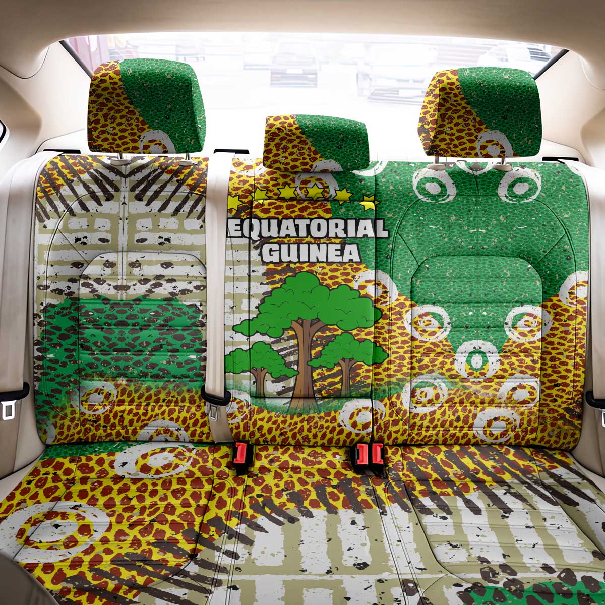 Equatorial Guinea Baobab Tree Back Car Seat Cover - Tribal Patterns and Heritage Quote