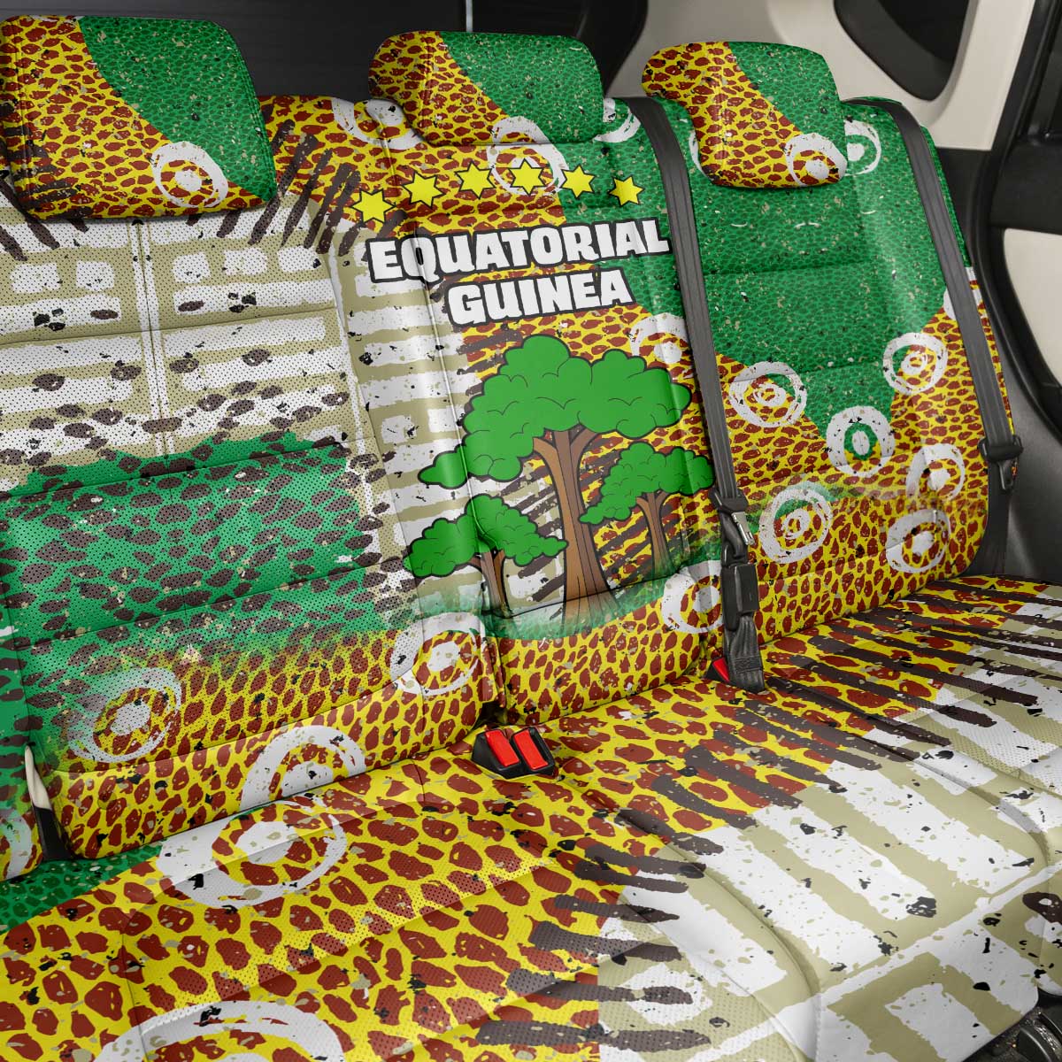 Equatorial Guinea Baobab Tree Back Car Seat Cover - Tribal Patterns and Heritage Quote