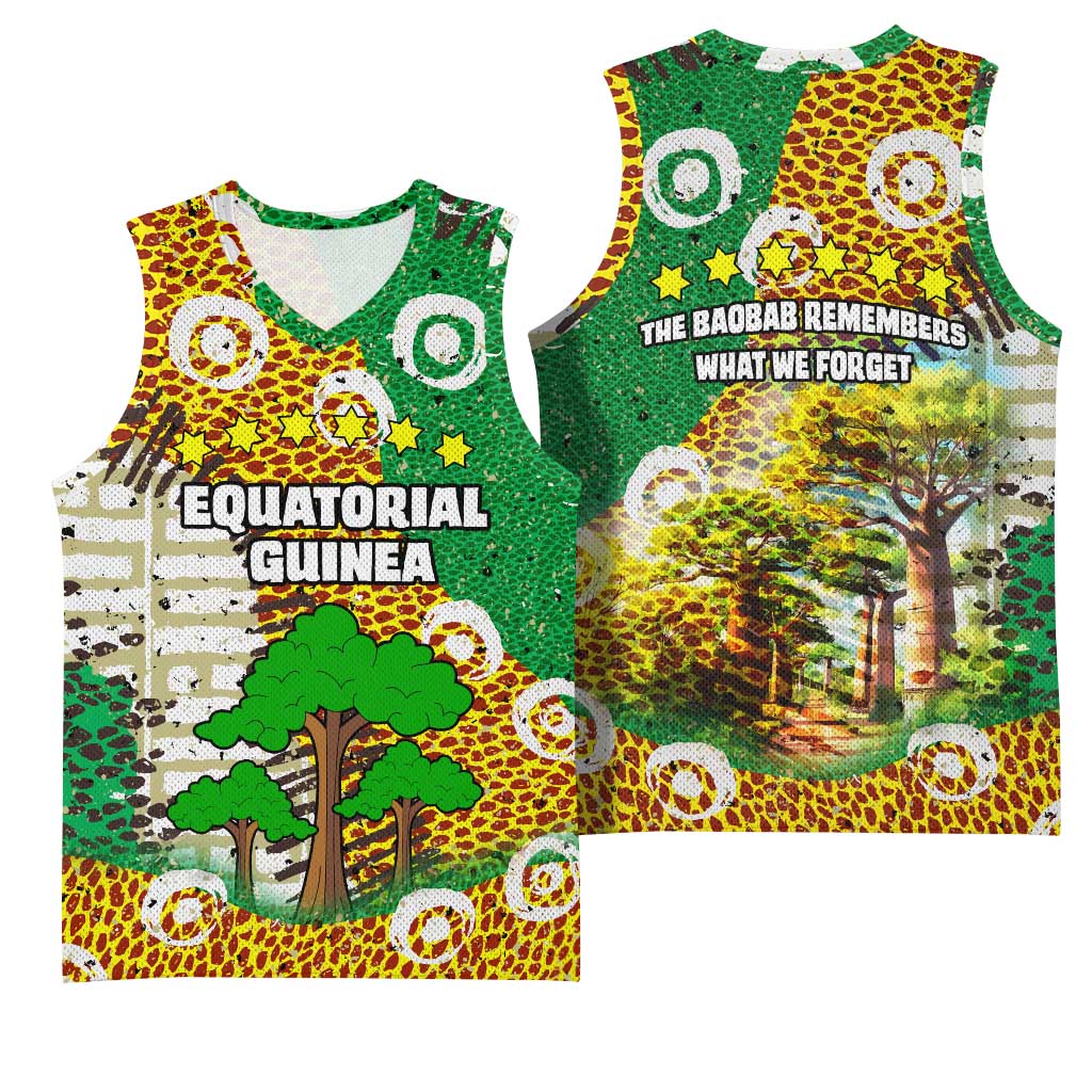 Equatorial Guinea Baobab Tree Basketball Jersey - Tribal Patterns and Heritage Quote TS04