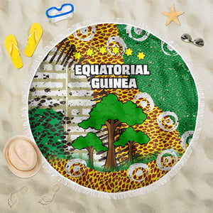 Equatorial Guinea Baobab Tree Beach Blanket - Tribal Patterns and Heritage Quote