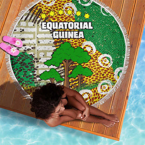 Equatorial Guinea Baobab Tree Beach Blanket - Tribal Patterns and Heritage Quote