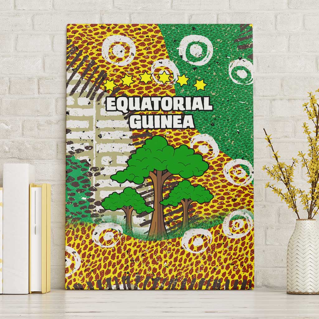 Equatorial Guinea Baobab Tree Canvas Wall Art - Tribal Patterns and Heritage Quote