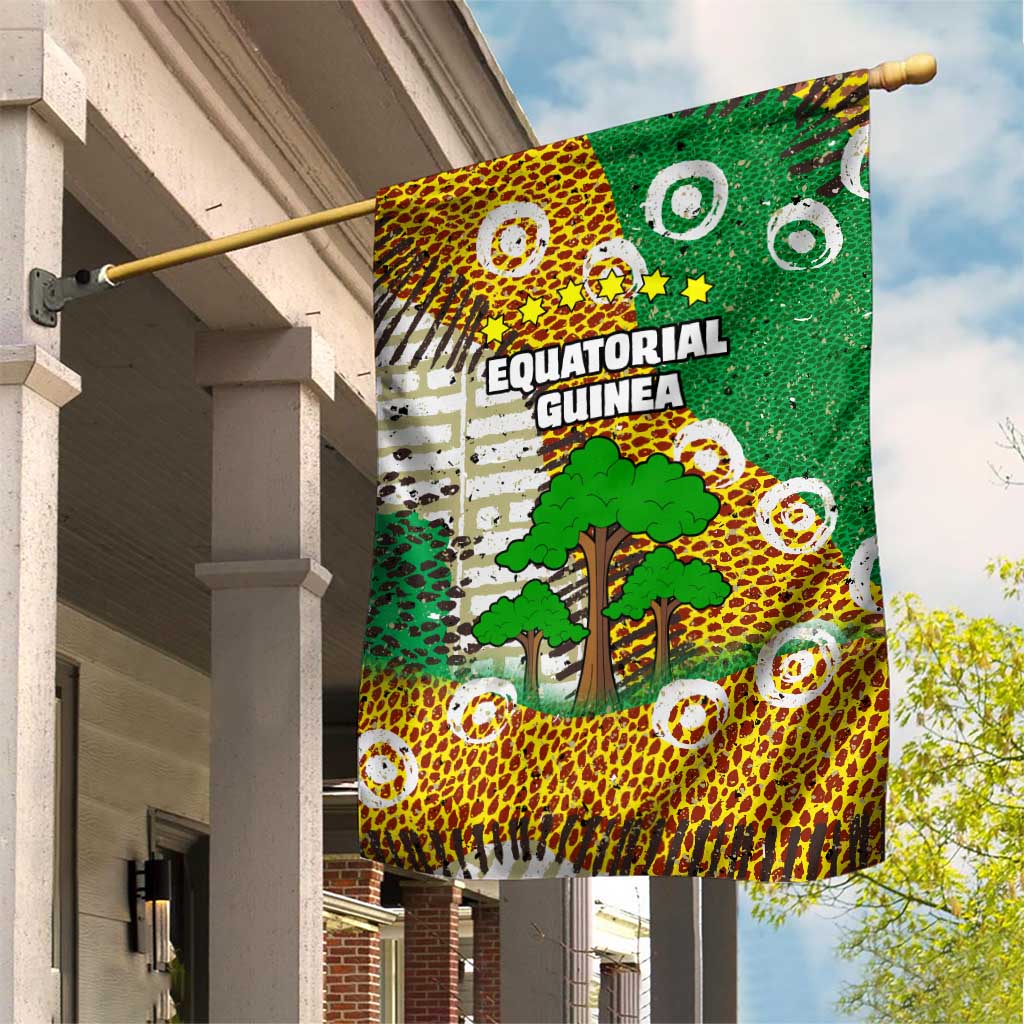 Equatorial Guinea Baobab Tree Garden Flag - Tribal Patterns and Heritage Quote