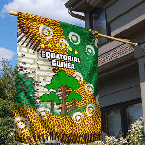 Equatorial Guinea Baobab Tree Garden Flag - Tribal Patterns and Heritage Quote
