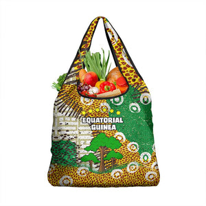 Equatorial Guinea Baobab Tree Grocery Bag - Tribal Patterns and Heritage Quote