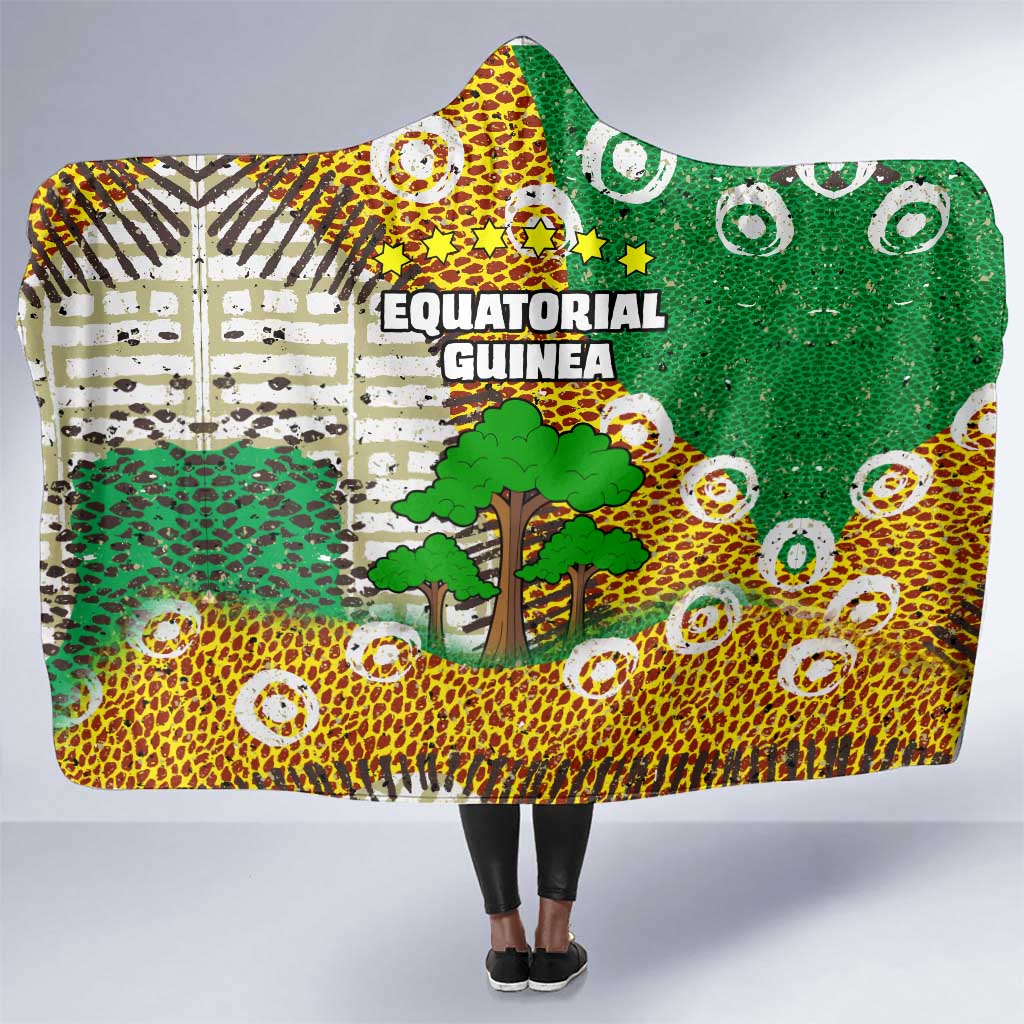 Equatorial Guinea Baobab Tree Hooded Blanket - Tribal Patterns and Heritage Quote