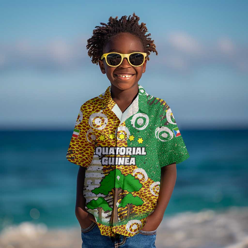Equatorial Guinea Baobab Tree Kid Hawaiian Shirt - Tribal Patterns and Heritage Quote