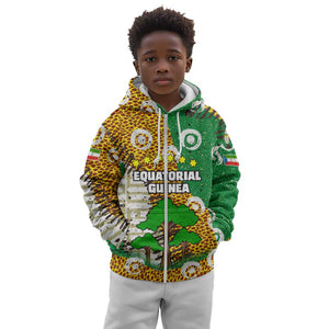 Equatorial Guinea Baobab Tree Kid Hoodie - Tribal Patterns and Heritage Quote