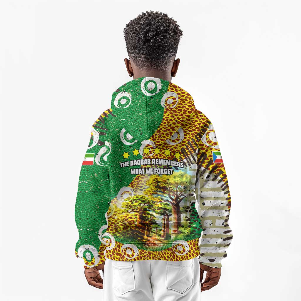 Equatorial Guinea Baobab Tree Kid Hoodie - Tribal Patterns and Heritage Quote