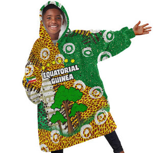 Equatorial Guinea Baobab Tree Kid Wearable Blanket Hoodie - Tribal Patterns and Heritage Quote