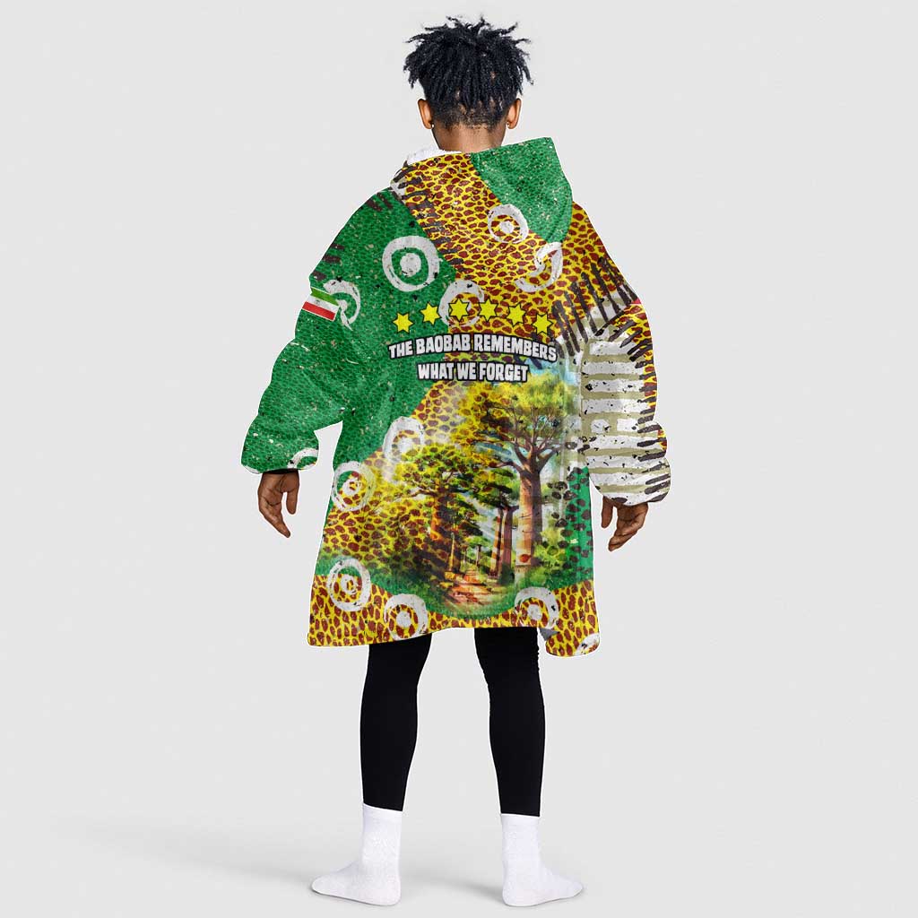 Equatorial Guinea Baobab Tree Kid Wearable Blanket Hoodie - Tribal Patterns and Heritage Quote