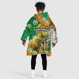 Equatorial Guinea Baobab Tree Kid Wearable Blanket Hoodie - Tribal Patterns and Heritage Quote