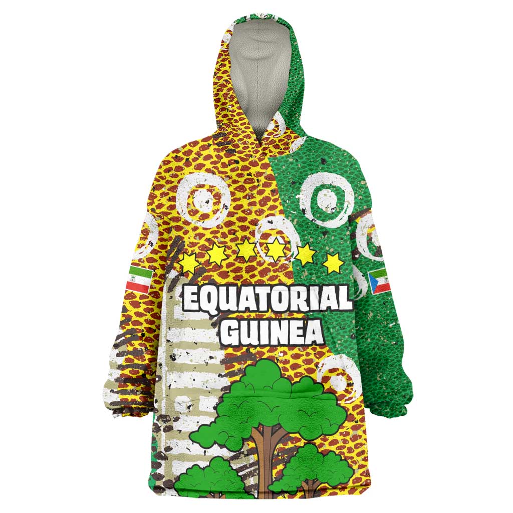Equatorial Guinea Baobab Tree Kid Wearable Blanket Hoodie - Tribal Patterns and Heritage Quote