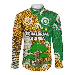 Equatorial Guinea Baobab Tree Long Sleeve Button Shirt - Tribal Patterns and Heritage Quote