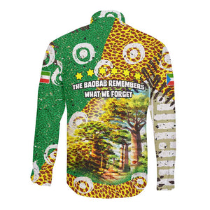 Equatorial Guinea Baobab Tree Long Sleeve Button Shirt - Tribal Patterns and Heritage Quote