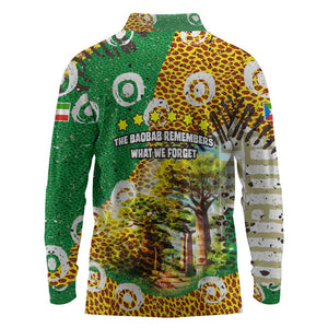 Equatorial Guinea Baobab Tree Long Sleeve Polo Shirt - Tribal Patterns and Heritage Quote