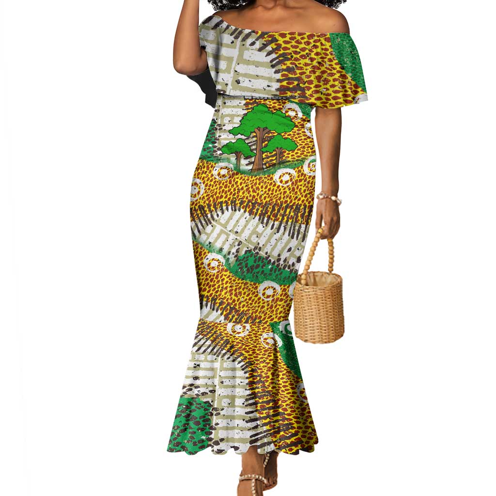 Equatorial Guinea Baobab Tree Mermaid Dress - Tribal Patterns and Heritage Quote