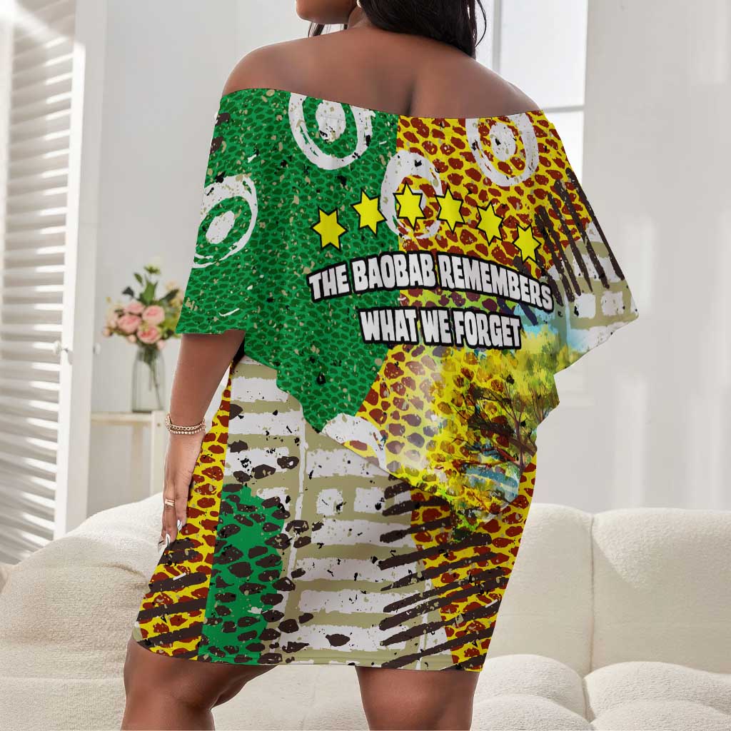 Equatorial Guinea Baobab Tree Off Shoulder Short Dress - Tribal Patterns and Heritage Quote by AfricanPride Equatorial Guinea Baobab Tree Off Shoulder Short Dress - Tribal Patterns and Heritage Quote by AfricanPride