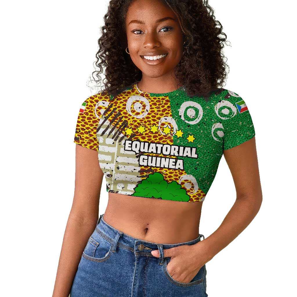 Equatorial Guinea Baobab Tree Raglan Cropped T shirt - Tribal Patterns and Heritage Quote