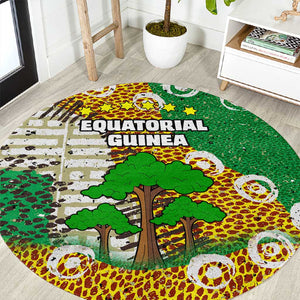 Equatorial Guinea Baobab Tree Round Carpet - Tribal Patterns and Heritage Quote