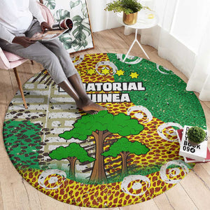 Equatorial Guinea Baobab Tree Round Carpet - Tribal Patterns and Heritage Quote