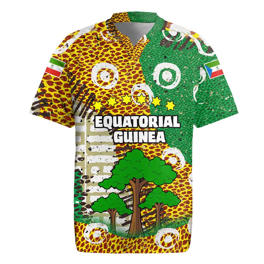 Equatorial Guinea Baobab Tree Rugby Jersey - Tribal Patterns and Heritage Quote