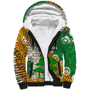 Equatorial Guinea Baobab Tree Sherpa Hoodie - Tribal Patterns and Heritage Quote