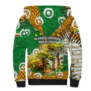 Equatorial Guinea Baobab Tree Sherpa Hoodie - Tribal Patterns and Heritage Quote