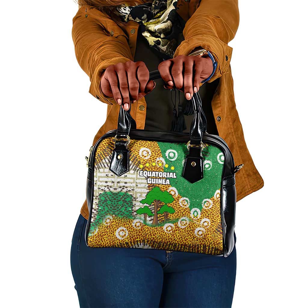Equatorial Guinea Baobab Tree Shoulder Handbag - Tribal Patterns and Heritage Quote