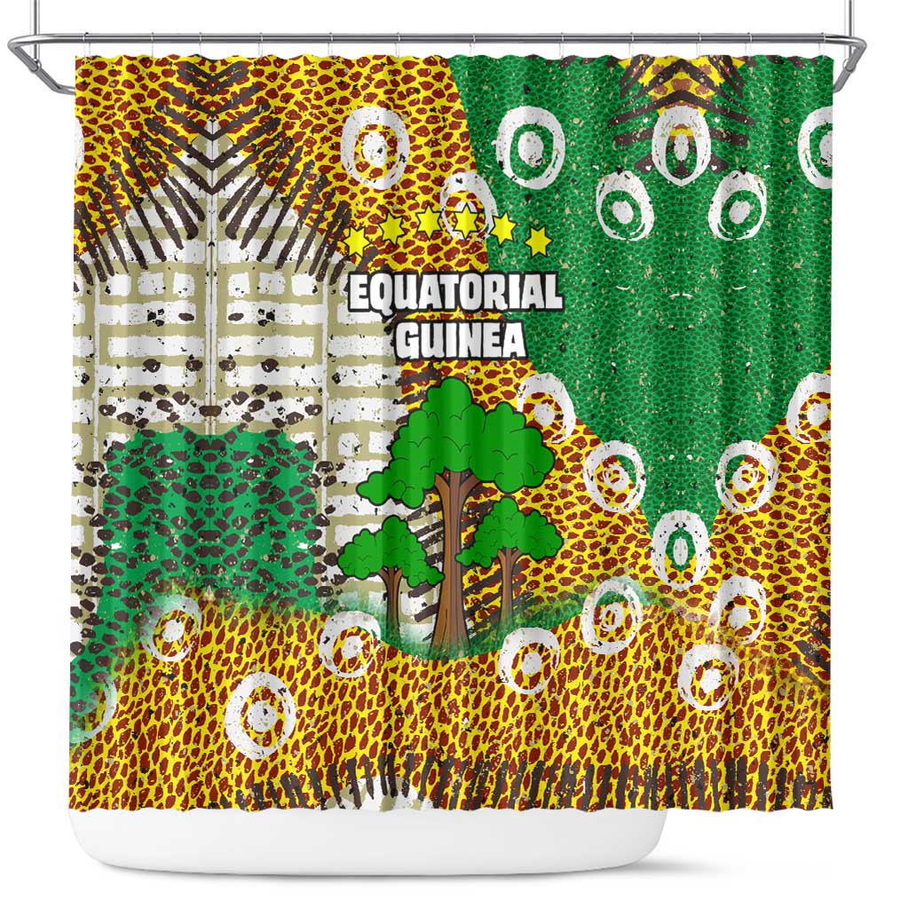 Equatorial Guinea Baobab Tree Shower Curtain - Tribal Patterns and Heritage Quote