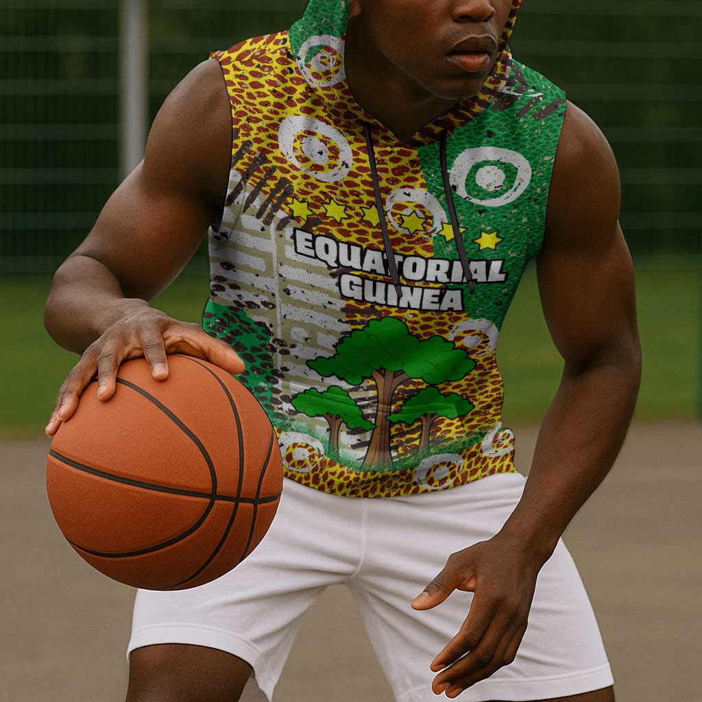 Equatorial Guinea Baobab Tree Sleeveless Hoodie - Tribal Patterns and Heritage Quote - African Pride