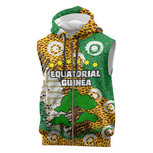 Equatorial Guinea Baobab Tree Sleeveless Zip Hoodie - Tribal Patterns and Heritage Quote - African Pride