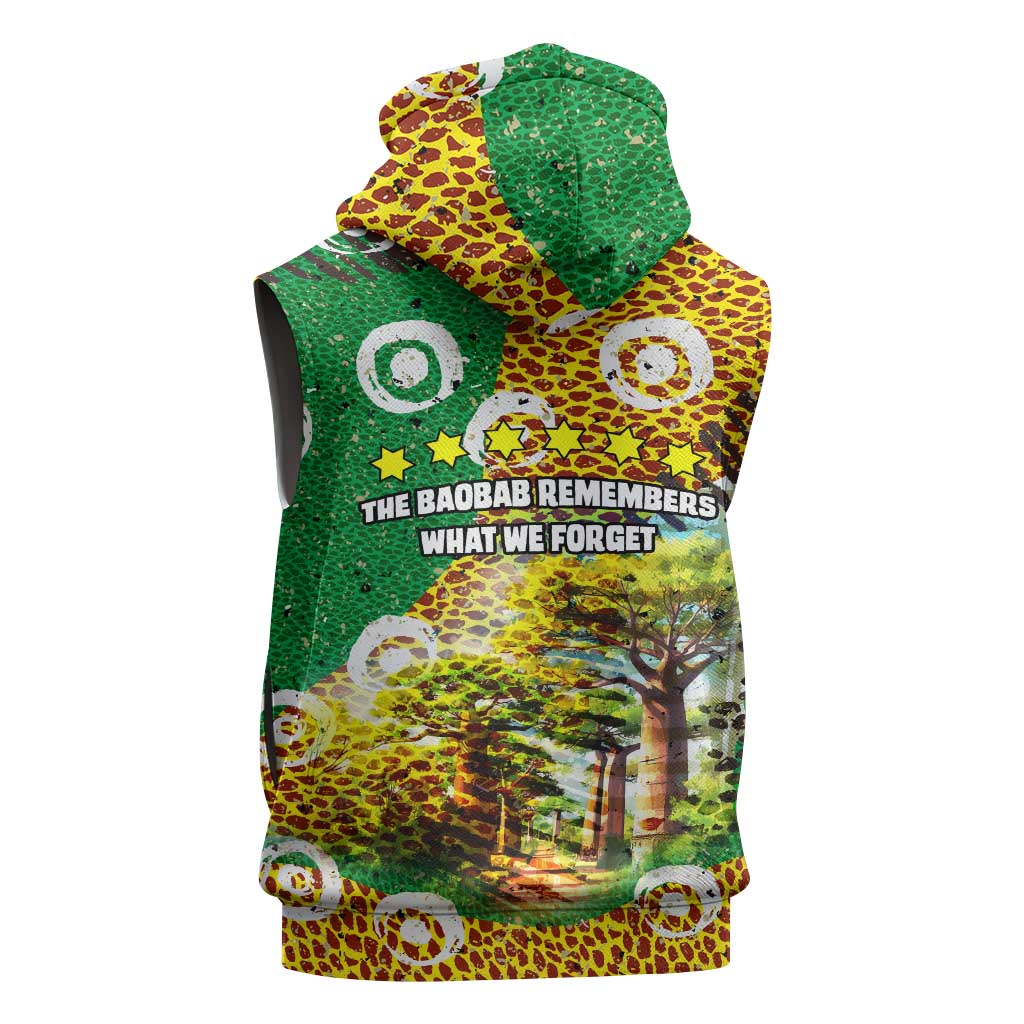 Equatorial Guinea Baobab Tree Sleeveless Zip Hoodie - Tribal Patterns and Heritage Quote - African Pride