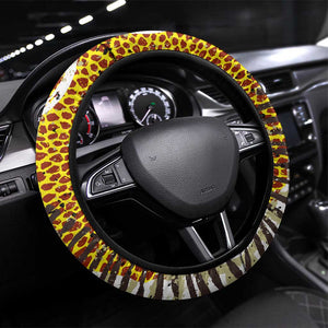 Equatorial Guinea Baobab Tree Steering Wheel Cover - Tribal Patterns and Heritage Quote