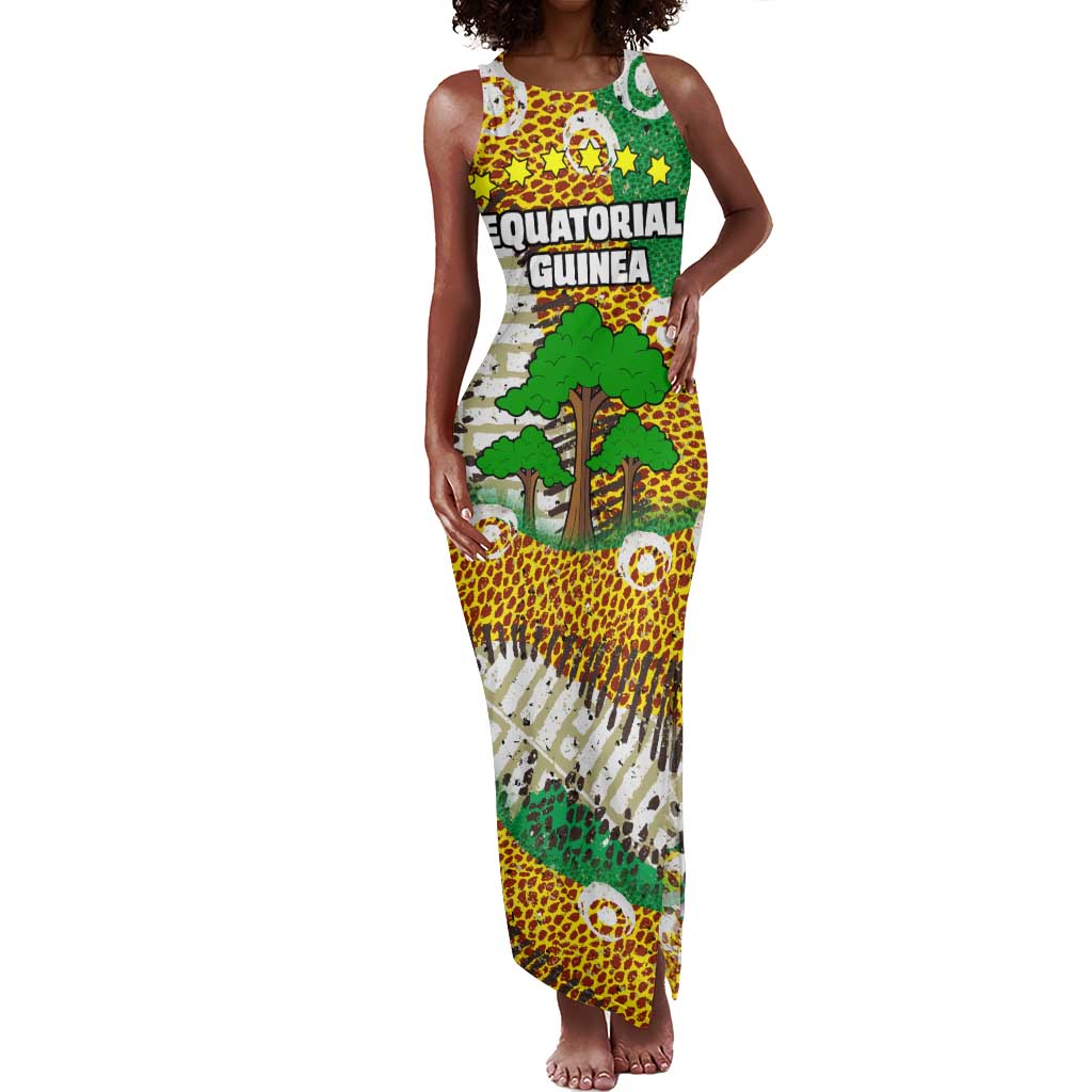 Equatorial Guinea Baobab Tree Tank Maxi Dress - Tribal Patterns and Heritage Quote