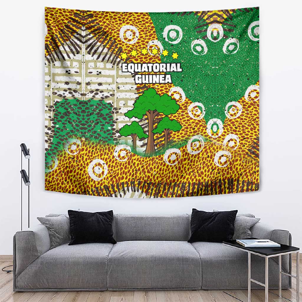 Equatorial Guinea Baobab Tree Tapestry - Tribal Patterns and Heritage Quote
