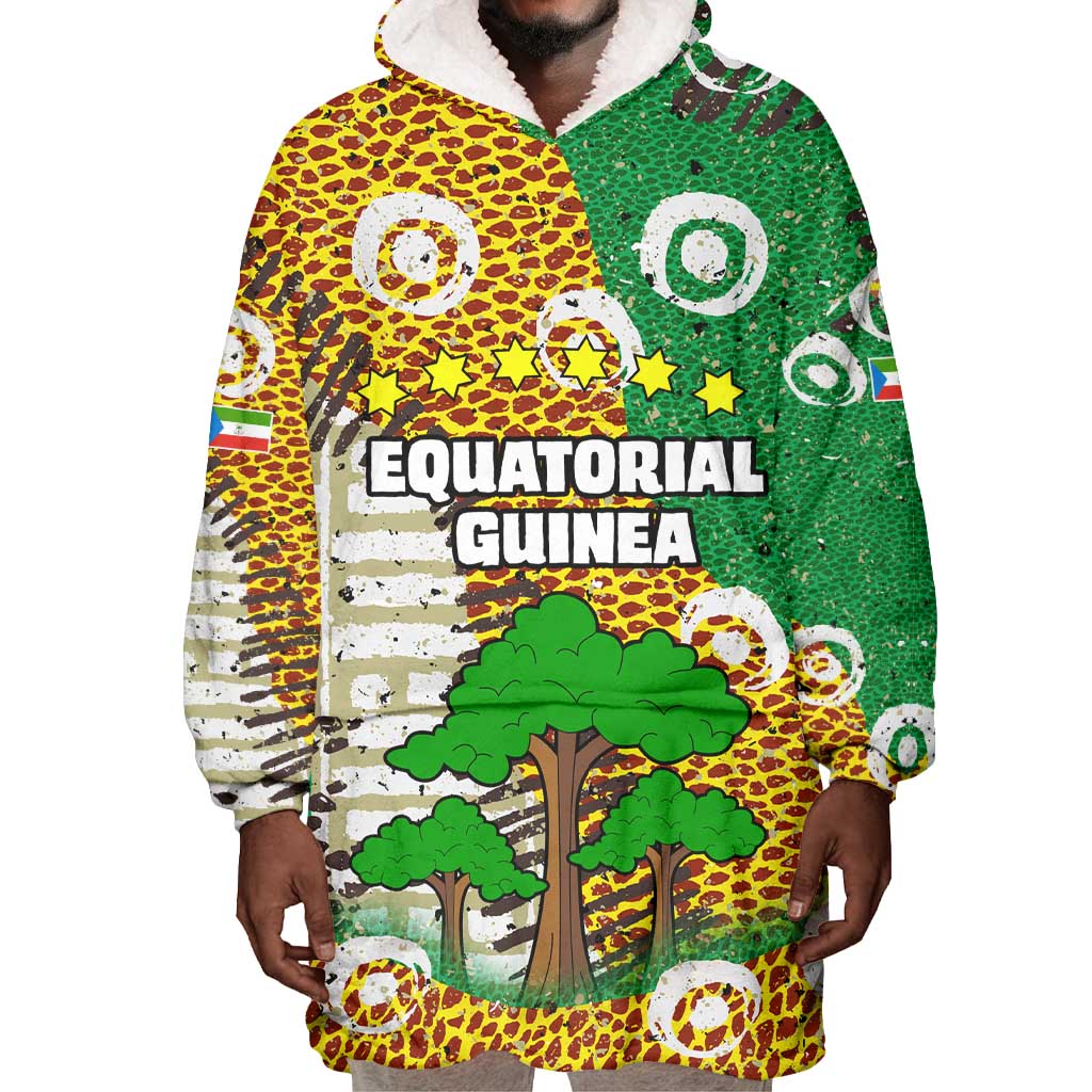Equatorial Guinea Baobab Tree Wearable Blanket Hoodie - Tribal Patterns and Heritage Quote