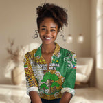 Equatorial Guinea Baobab Tree Women Casual Shirt - Tribal Patterns and Heritage Quote