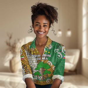 Equatorial Guinea Baobab Tree Women Casual Shirt - Tribal Patterns and Heritage Quote