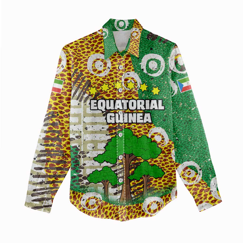 Equatorial Guinea Baobab Tree Women Casual Shirt - Tribal Patterns and Heritage Quote