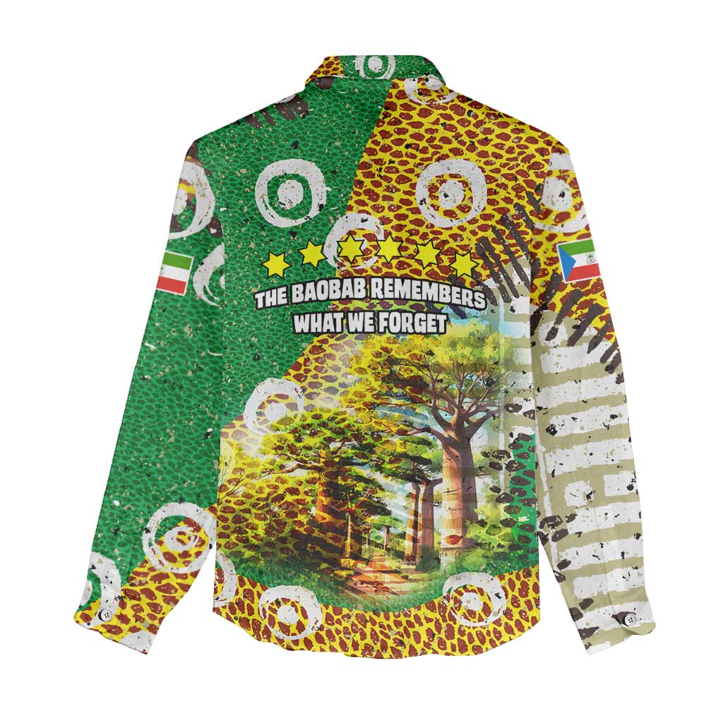 Equatorial Guinea Baobab Tree Women Casual Shirt - Tribal Patterns and Heritage Quote
