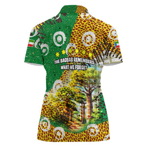 Equatorial Guinea Baobab Tree Women Polo Shirt - Tribal Patterns and Heritage Quote