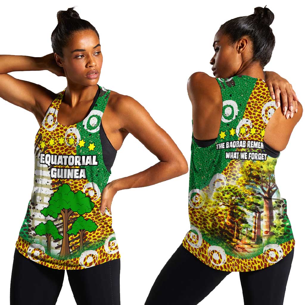 Equatorial Guinea Baobab Tree Women Racerback Tank - Tribal Patterns and Heritage Quote